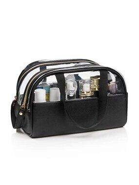 Clear Makeup Bag, Large Opening TSA Approved Toiletry Bag Portable